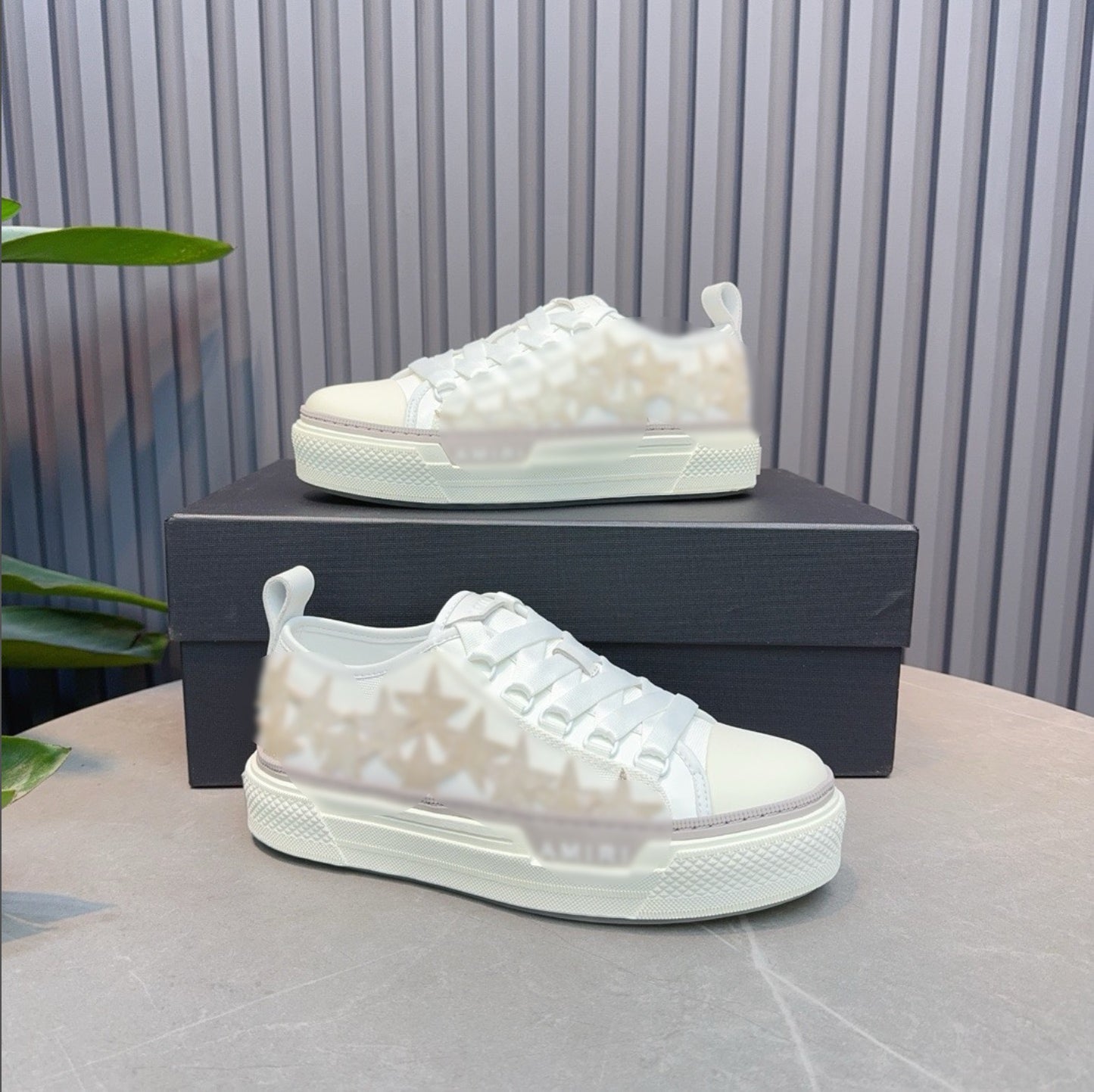 White with gold iri stars