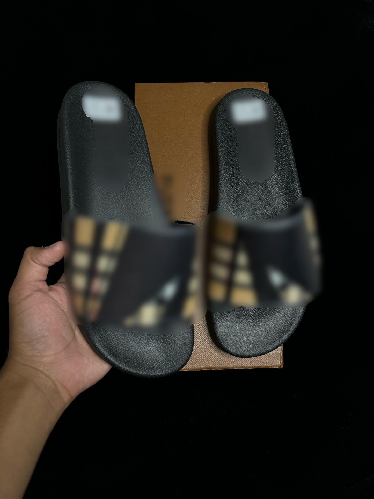Brown & black checkered slides