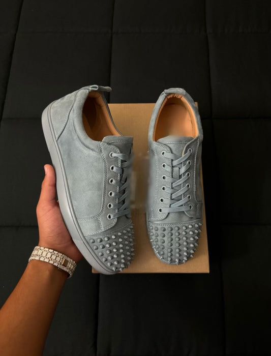 Grey suede red bottoms