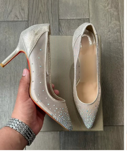 Champagne Rhinestone heels