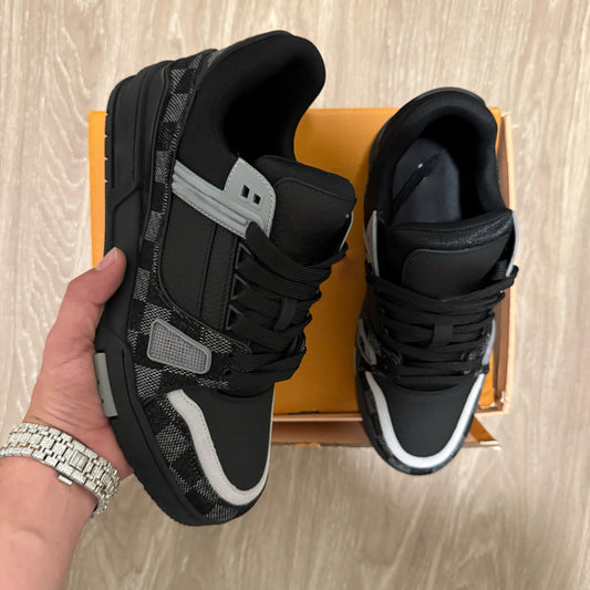 Black checkered trainers